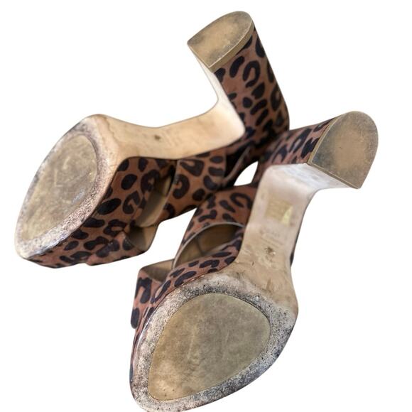 Stuart Weitzman Shoes Women's 8.5 Brown Jerry Cheetah Suede Slingback Sandals - Picture 9 of 9